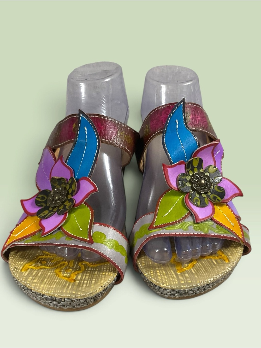 Socofy Colorful Floral Slide Sandals Women Wedge EU 41/US 10-10.5